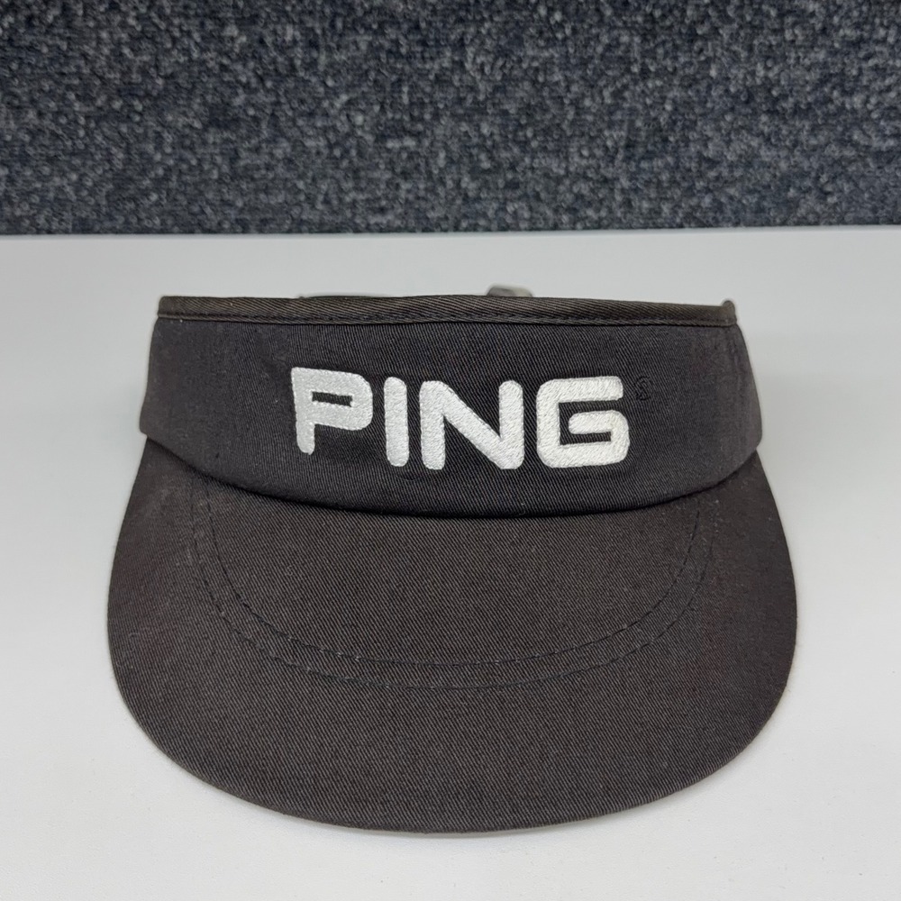 Vintage PING by Karsten Golf Visor Black/Charcoal Made in USA 
Adjustable Strap‎